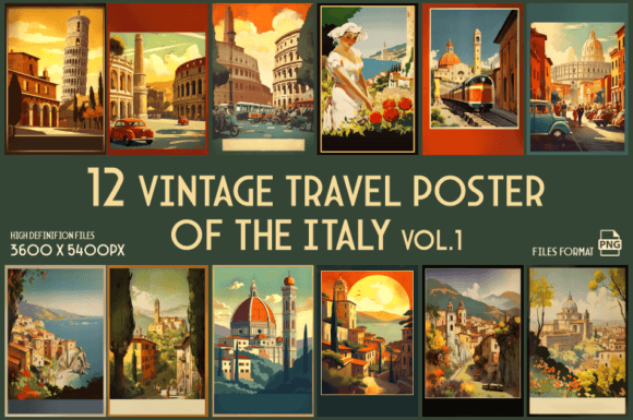 Download Vintage Travel Poster of the Italy - Italy Collection