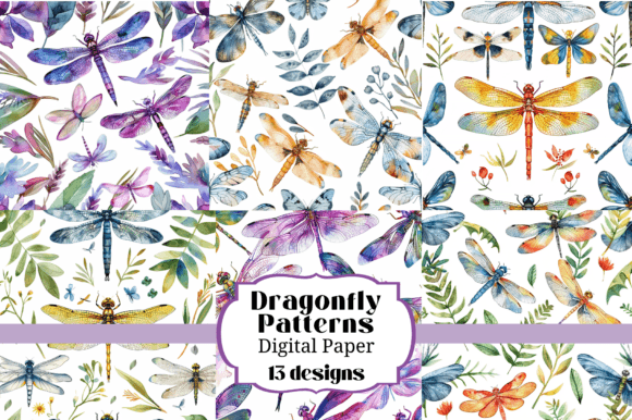 Download 13 Dragonfly Seamless Backgrounds - Premium Resources